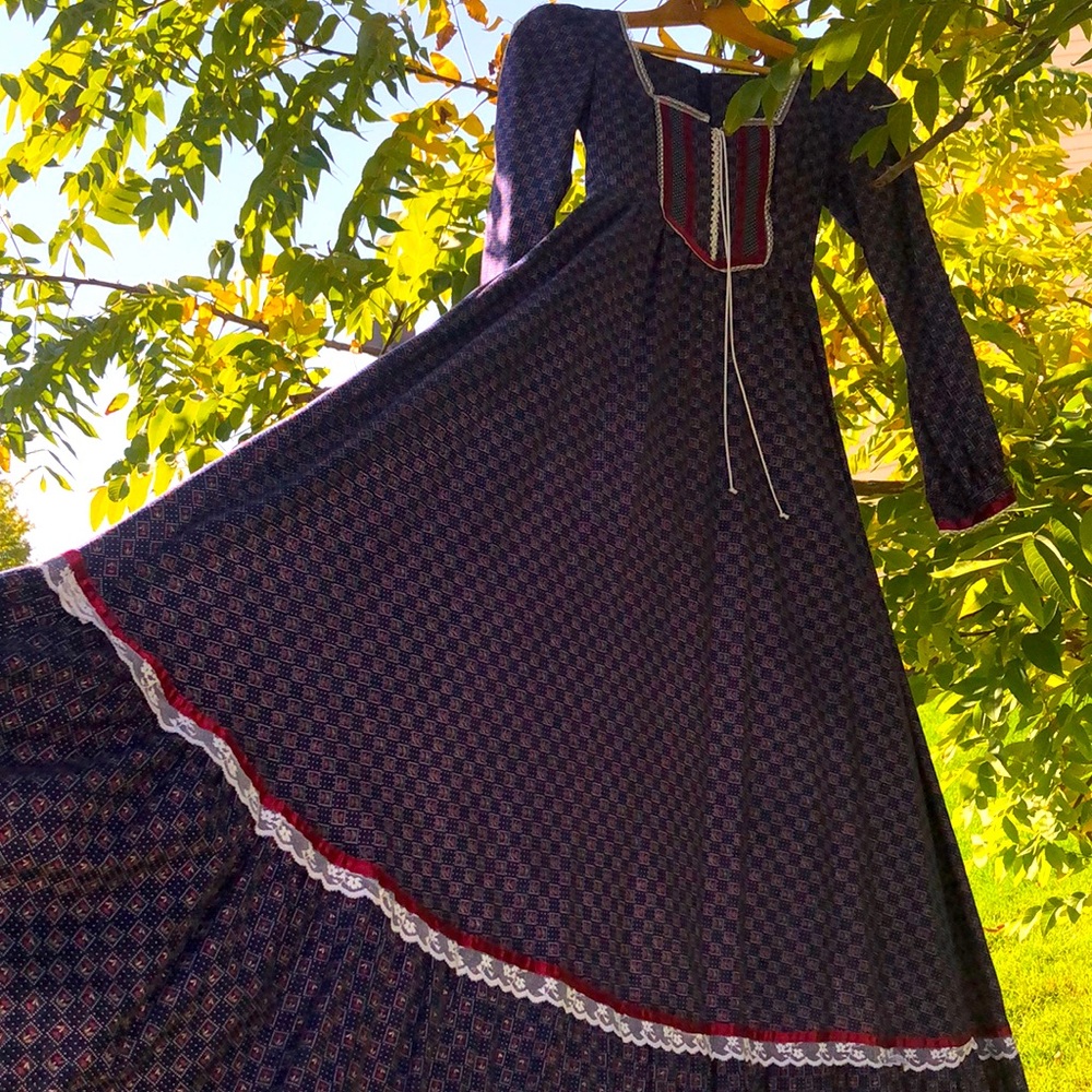 Gunne Sax By Jessica San Francisco Blue Tulip long Sleeve Prairie Vintage 70s